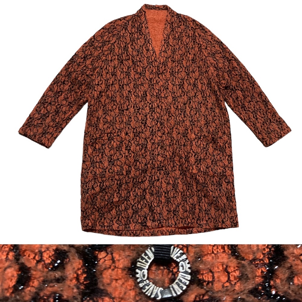 Save The Queen Longline Wool Blend Cardigan Women’s in Orange and Black